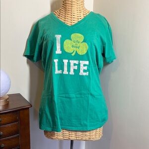 Life Is Good Shamrock Green Tee Women’s Size Large